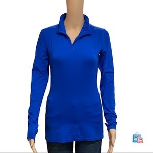 Gap Athlete Fit Royal Blue Long Sleeve 1/4 Zip Fitted Pullover XS